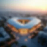 A striking aerial view of Aldar Square showcasing its unique architectural design