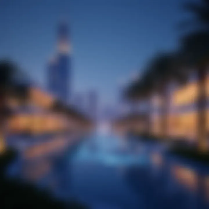 An evening view of Aldar Square illuminated, symbolizing cultural transformation