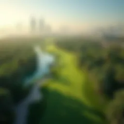 Stunning aerial view of a luxury golf course in Dubai