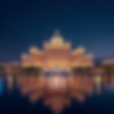 Illuminated Splendor of Opera Grand Dubai at Night Nighttime view of Opera Grand Dubai illuminated, reflecting its grandeur