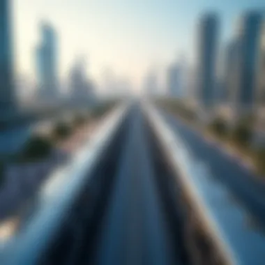 Aerial View of Dubai Metro Line Aerial view of Dubai Metro Line showcasing its modern architecture